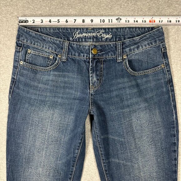 American Eagle Favorite Boyfriend Jeans Size 12 Regular Dark Wash Denim Blue - Picture 3 of 11
